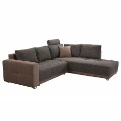 Fredriks Ecksofa Chuck - (mit Schlaffunktion / beidseitig montierbar) - Microfaser / Strukturstoff - Braun