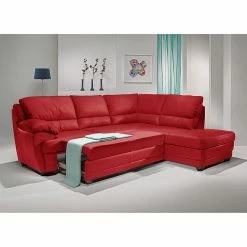 Cotta Ecksofa Kevin (mit Schlaffunktion) - Echtleder Rot - Ottomane davorstehend rechts -Wohnzimmermöbel boutique en ligne ecksofa nebolo mit schlaffunktion echtleder rot ottomane davorstehend rechts 343462