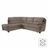 Cotta Ecksofa Kevin (mit Schlaffunktion) - Echtleder Taupe - Ottomane davorstehend links