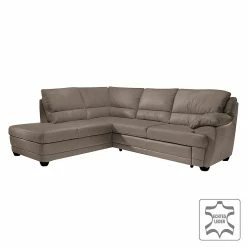 Cotta Ecksofa Kevin (mit Schlaffunktion) - Echtleder Taupe - Ottomane davorstehend links