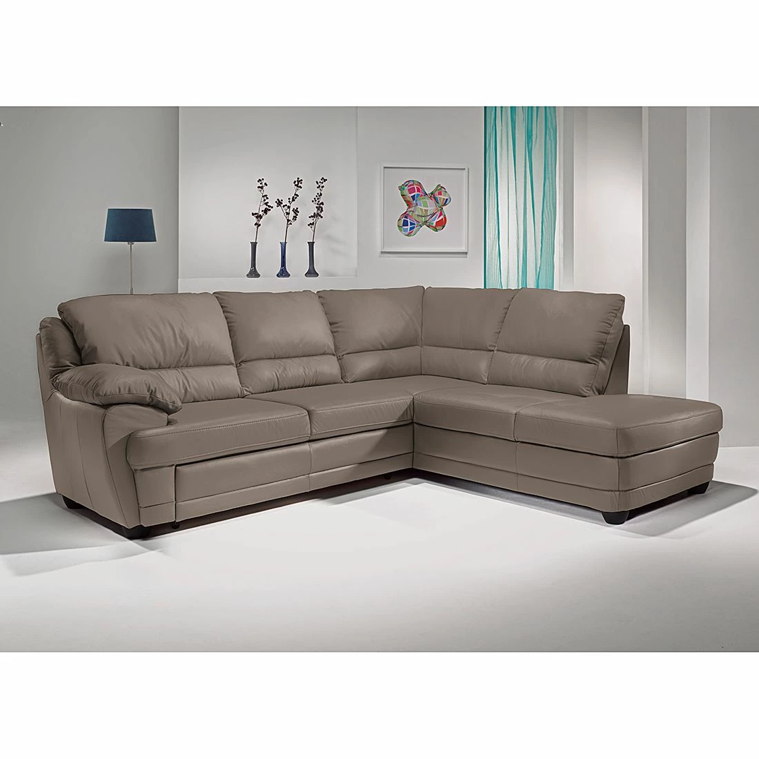 Cotta Ecksofa Kevin (mit Schlaffunktion) - Echtleder Taupe - Ottomane davorstehend rechts 2 Cotta Ecksofa Kevin (mit Schlaffunktion) - Echtleder Taupe - Ottomane davorstehend rechts – Bild 2