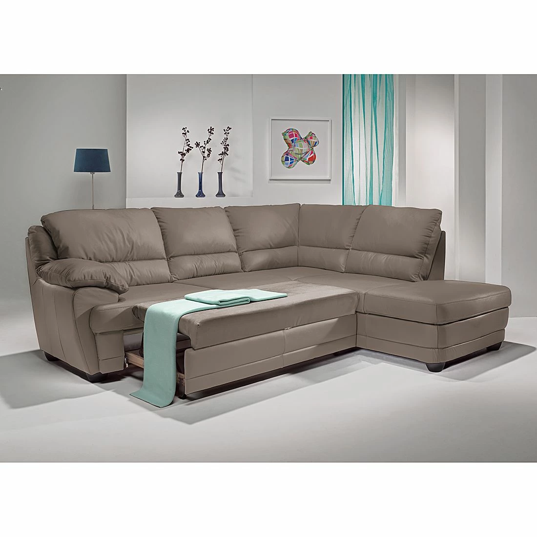 Cotta Ecksofa Kevin (mit Schlaffunktion) - Echtleder Taupe - Ottomane davorstehend rechts 4 Cotta Ecksofa Kevin (mit Schlaffunktion) - Echtleder Taupe - Ottomane davorstehend rechts – Bild 4