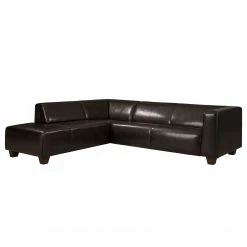 Maison Belfort Ecksofa Nespolo Echtleder Dunkelbraun - Ottomane davorstehend links