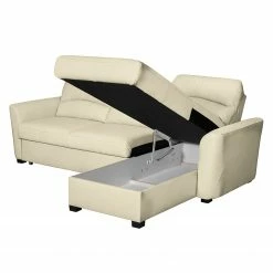 Ecksofa Parilla II - Kunstleder - Ecru - Longchair davorstehend rechts -Wohnzimmermöbel boutique en ligne ecksofa parilla mit schlaffunktion kunstleder longchair davorstehend rechts ecru 5071080