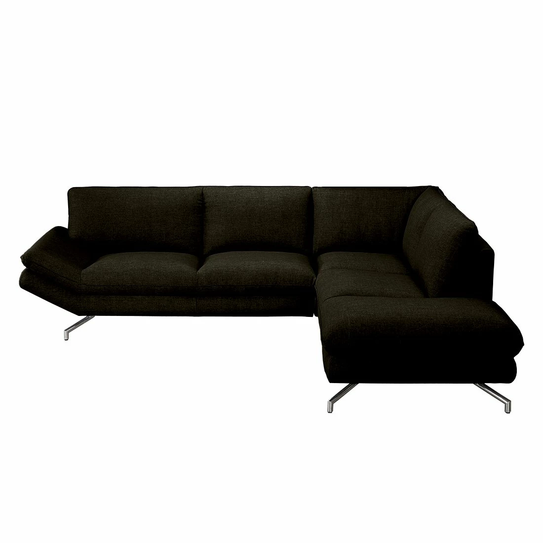 Loftscape Ecksofa Sharon - Webstoff Braun-Schwarz - Ottomane davorstehend rechts - Ohne Kopfstützen 1 Loftscape Ecksofa Sharon - Webstoff Braun-Schwarz - Ottomane davorstehend rechts - Ohne Kopfstützen