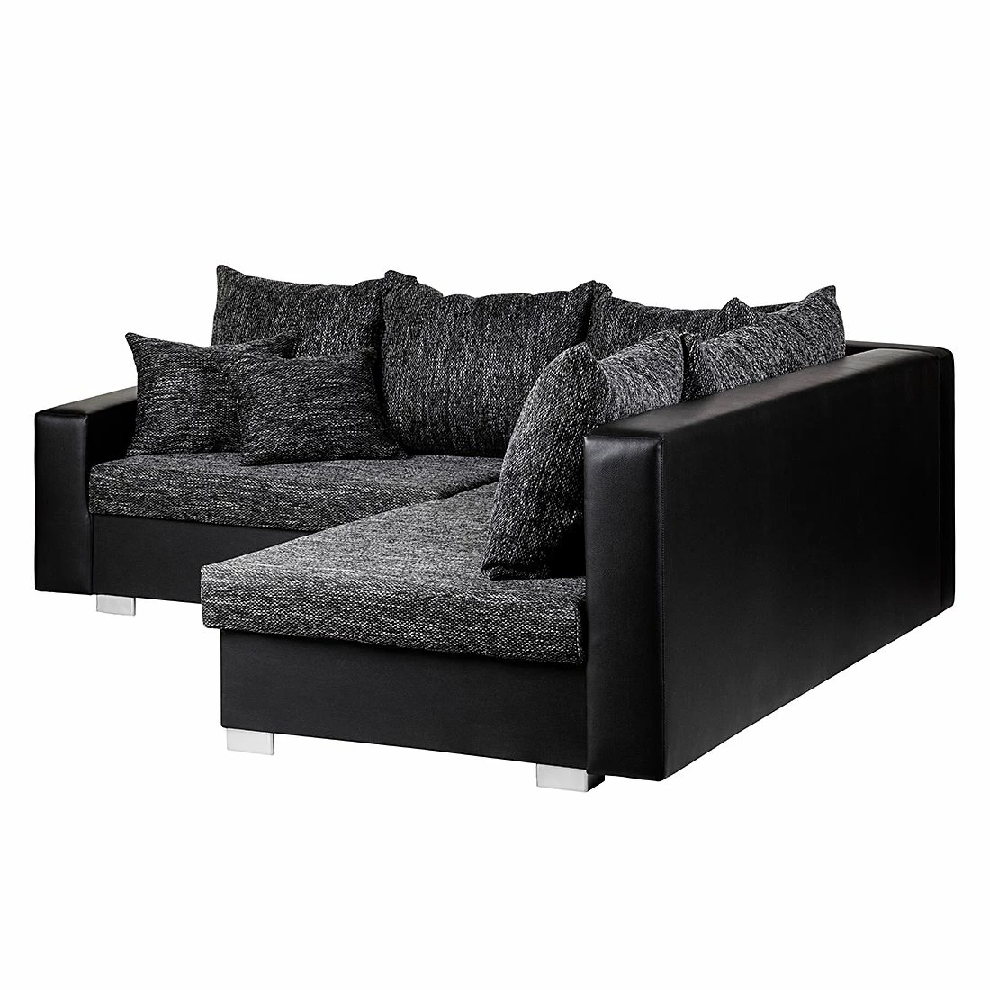 Fredriks Ecksofa Sibenik - Kunstleder / Strukturstoff Schwarz / Grau - Longchair davorstehend rechts - Ohne Hocker 3 Fredriks Ecksofa Sibenik - Kunstleder / Strukturstoff Schwarz / Grau - Longchair davorstehend rechts - Ohne Hocker – Bild 3