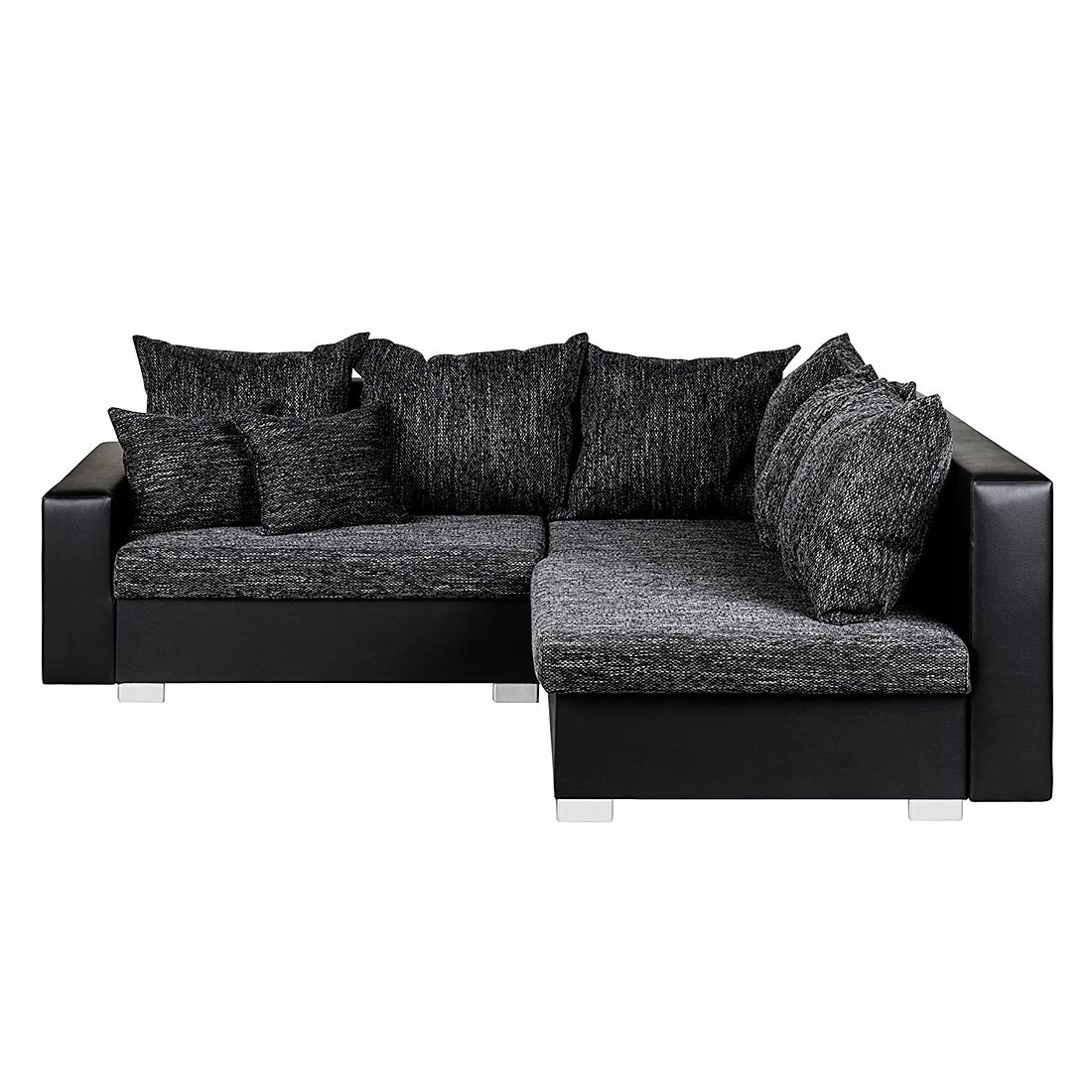 Fredriks Ecksofa Sibenik - Kunstleder / Strukturstoff Schwarz / Grau - Longchair davorstehend rechts - Ohne Hocker 2 Fredriks Ecksofa Sibenik - Kunstleder / Strukturstoff Schwarz / Grau - Longchair davorstehend rechts - Ohne Hocker – Bild 2