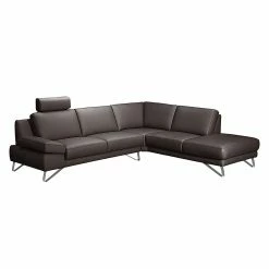 Loftscape Ecksofa Silvano - Kunstleder Mocca - Ottomane davorstehend rechts - Mit 1 Kopfstütze