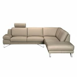 Loftscape Ecksofa Silvano - Kunstleder Taupe - Ottomane davorstehend rechts - mit 1 Kopfstütze
