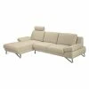 Loftscape Ecksofa Silvano - Webstoff Beige - Longchair davorstehend links - mit 1 Kopfstütze