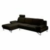 Loftscape Ecksofa Silvano - Webstoff Braun-Schwarz - Longchair davorstehend links - mit 1 Kopfstütze