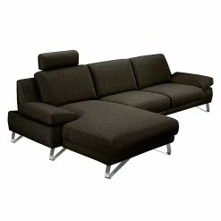 Loftscape Ecksofa Silvano - Webstoff Braun-Schwarz - Longchair davorstehend links - mit 1 Kopfstütze -Wohnzimmermöbel boutique en ligne ecksofa silvano webstoff braun schwarz longchair davorstehend links 514193