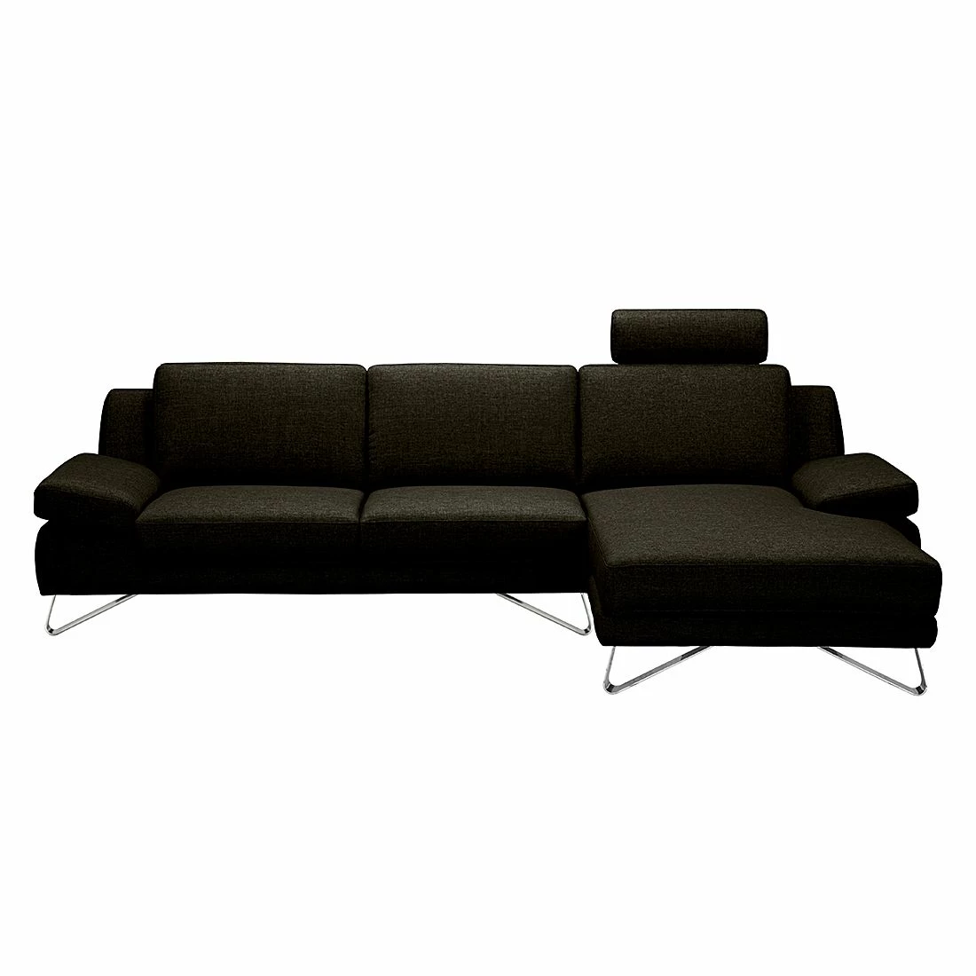Loftscape Ecksofa Silvano - Webstoff Braun-Schwarz - Longchair davorstehend rechts - mit 1 Kopfstütze 2 Loftscape Ecksofa Silvano - Webstoff Braun-Schwarz - Longchair davorstehend rechts - mit 1 Kopfstütze – Bild 2