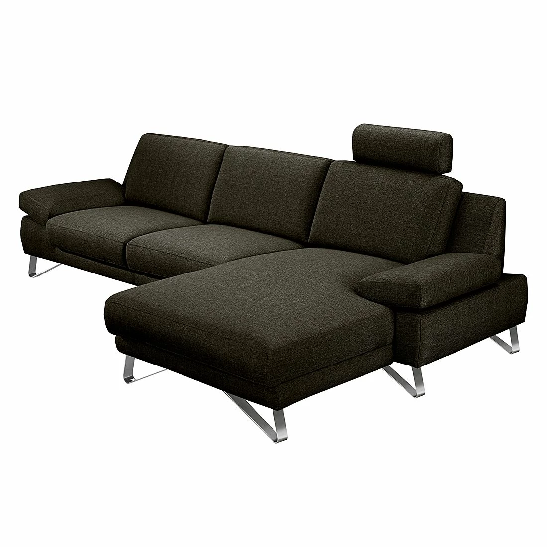 Loftscape Ecksofa Silvano - Webstoff Braun-Schwarz - Longchair davorstehend rechts - mit 1 Kopfstütze 4 Loftscape Ecksofa Silvano - Webstoff Braun-Schwarz - Longchair davorstehend rechts - mit 1 Kopfstütze – Bild 4