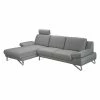Loftscape Ecksofa Silvano - Webstoff Grau - Longchair davorstehend links - Mit 1 Kopfstütze