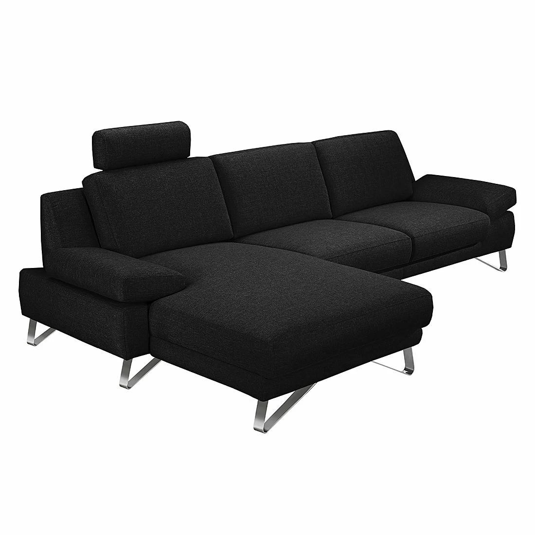 Loftscape Ecksofa Silvano - Webstoff Schwarz - Longchair davorstehend links - ohne Kopfstütze 5 Loftscape Ecksofa Silvano - Webstoff Schwarz - Longchair davorstehend links - ohne Kopfstütze – Bild 5