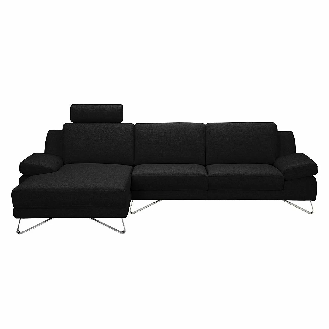Loftscape Ecksofa Silvano - Webstoff Schwarz - Longchair davorstehend links - ohne Kopfstütze 2 Loftscape Ecksofa Silvano - Webstoff Schwarz - Longchair davorstehend links - ohne Kopfstütze – Bild 2