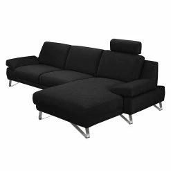 Loftscape Ecksofa Silvano - Webstoff Schwarz - Longchair davorstehend rechts - ohne Kopfstütze -Wohnzimmermöbel boutique en ligne ecksofa silvano webstoff schwarz longchair davorstehend rechts 514700