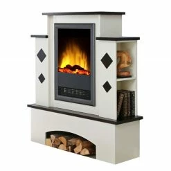 Montreux Elektrokamin Calabria - Cremeweiß/Havannabraun