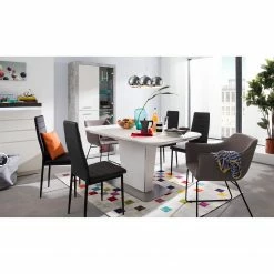 Fredriks Kommode Namona I - Inkl. Beleuchtung - Beton Dekor / Weiß -Wohnzimmermöbel boutique en ligne esstisch apanas mit ausziehfunktion glas edelstahl matt weiss edelstahl 180 x 95 cm 5153344