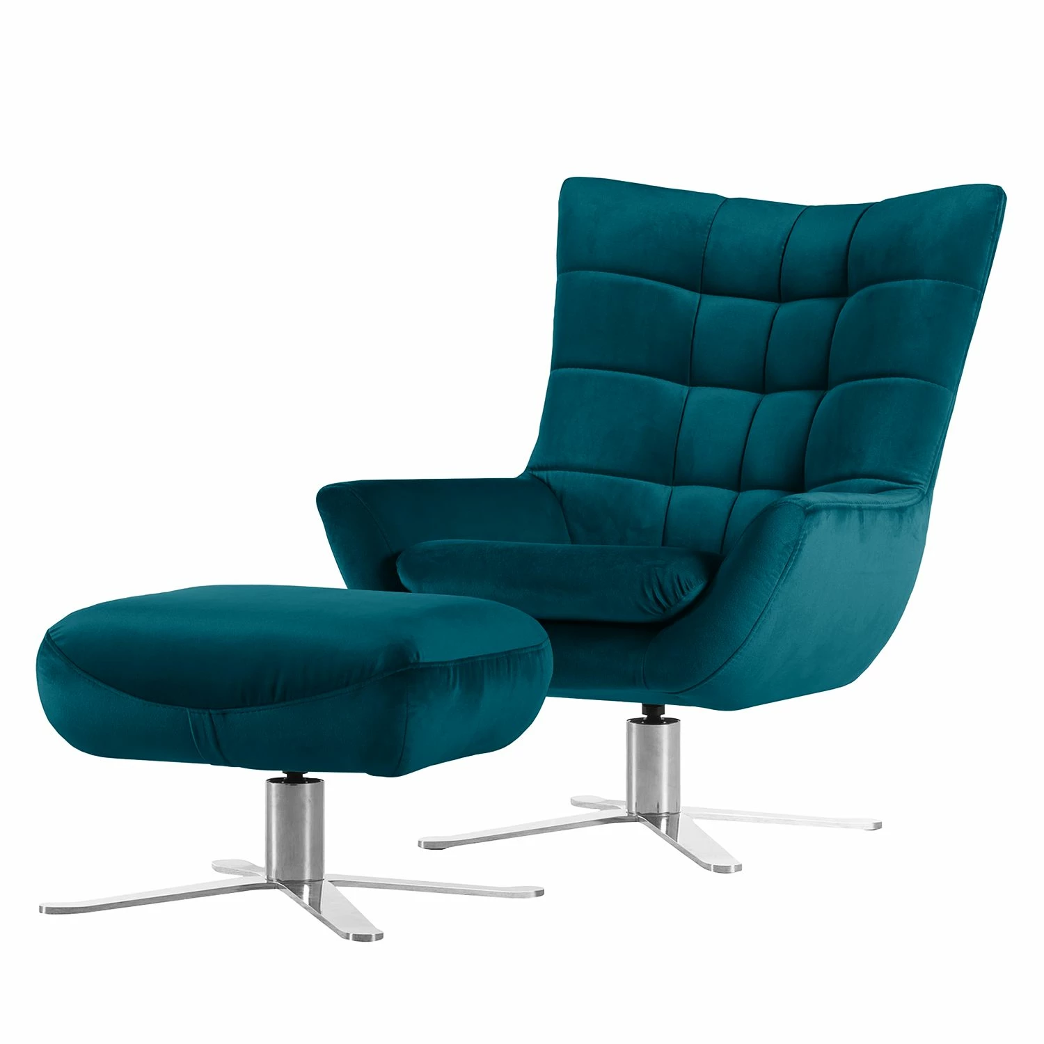 Fredriks Sessel Chassy Microfaser - Petrol - Mit Hocker 1 Fredriks Sessel Chassy Microfaser - Petrol - Mit Hocker