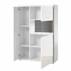 Loftscape Highboard Arco II - Glastür rechts -Wohnzimmermöbel boutique en ligne highboard arco ii hochglanz weiss grau glastuer rechts 4711196