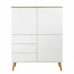 Tenzo Highboard Dot - Weiß -Wohnzimmermöbel boutique en ligne highboard dot eiche teilmassiv weiss 4148388