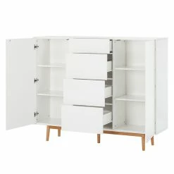Mørteens Sideboard Lindholm IV - Weiß - Höhe: 128 cm -Wohnzimmermöbel boutique en ligne highboard lindholm i weiss matt eiche massiv 333072