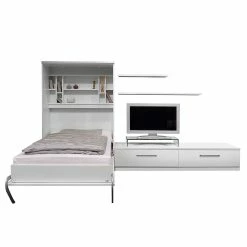 Loftscape Schrankbett-Kombination Majano - Weiß - 160 x 205cm - Kaltschaummatratze