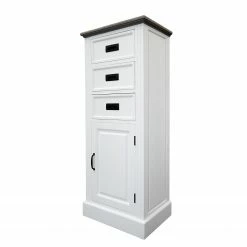 Maison Belfort Kommode Nasinu I - Paulownia teilmassiv - Weiß / Antik Grau