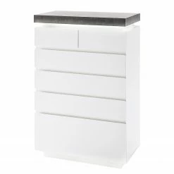 Fredriks Kommode Namona II - Inkl. Beleuchtung - Beton Dekor / Weiß