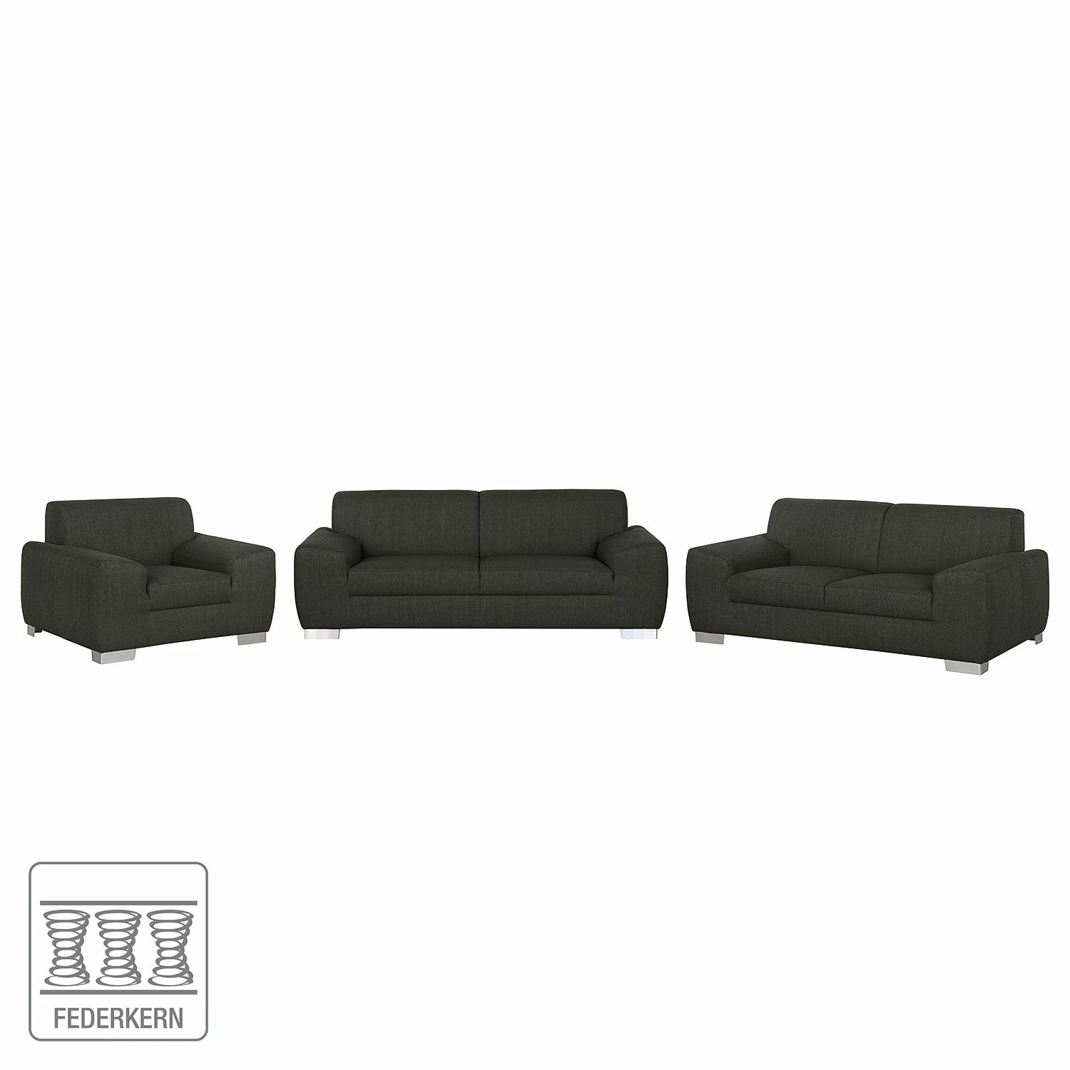 Fredriks Polstergarnitur Bollon (3-2-1) - Webstoff - Dunkelgrau 2 Fredriks Polstergarnitur Bollon (3-2-1) - Webstoff - Dunkelgrau – Bild 2