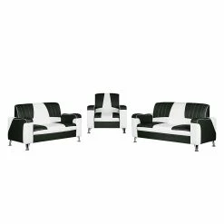 Studio Monroe Polstergarnitur Nixa (3-2-1) - Kunstleder Weiß/Schwarz