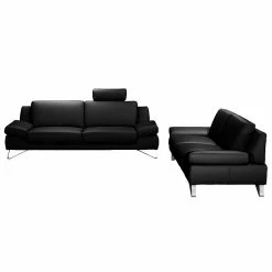 Loftscape Polstergarnitur Silvano (3-2,5) - Kunstleder - Schwarz - Kopfstütze verstellbar -Wohnzimmermöbel boutique en ligne polstergarnitur silvano 3 2 5 kunstleder schwarz 443298