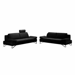 Loftscape Polstergarnitur Silvano (3-2,5) - Webstoff Schwarz - Kopfstütze verstellbar -Wohnzimmermöbel boutique en ligne polstergarnitur silvano 3 2 5 webstoff schwarz 442363