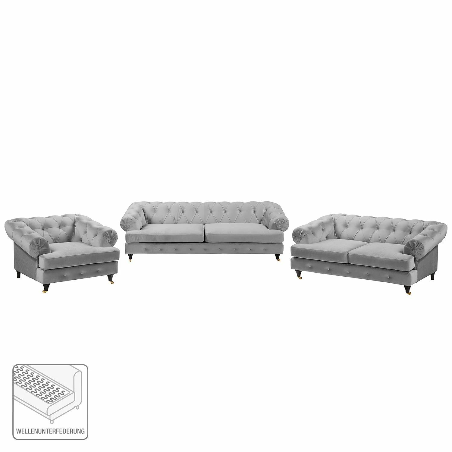 Jack & Alice Polstergarnitur Thory (3-2-1) - Lichtgrau 2 Jack & Alice Polstergarnitur Thory (3-2-1) - Lichtgrau – Bild 2