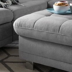 Fredriks Polsterhocker Ayna - Platin -Wohnzimmermöbel boutique en ligne polsterhocker ayna microfaser platin 4947736