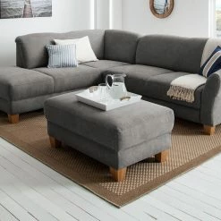 Ars Natura Polsterhocker Cebu Webstoff - Grau -Wohnzimmermöbel boutique en ligne polsterhocker cebu webstoff grau 4643328