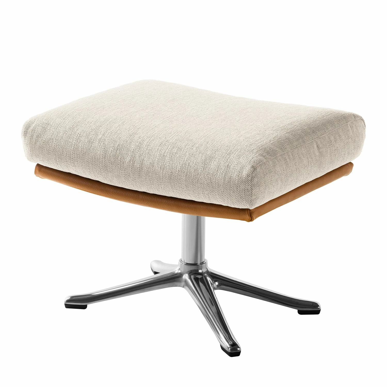 Studio Copenhagen Polsterhocker Hepburn III - Beige / Cognac - Chrom glänzend 1 Studio Copenhagen Polsterhocker Hepburn III - Beige / Cognac - Chrom glänzend