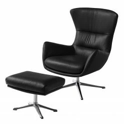 Studio Copenhagen Polsterhocker Hepburn III - Echtleder Neka: Schwarz - Chrom glänzend -Wohnzimmermöbel boutique en ligne polsterhocker hepburn iii echtleder echtleder neka schwarz 5026048 1