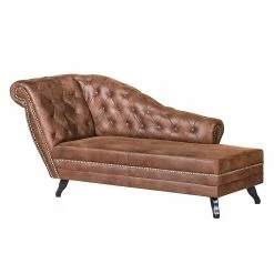 Ars manufacti Recamiere Benavente - Antiklederoptik Braun - Armlehne davorstehend links