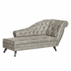 Ars manufacti Recamiere Benavente - Antiklederoptik Silber - Armlehne davorstehend rechts