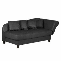 Maison Belfort Recamiere Revel Kunstleder - Anthrazit - Armlehne davorstehend rechts