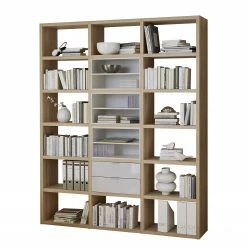 Fredriks Regal Concept III - Eiche Dekor / Hochglanz Weiß