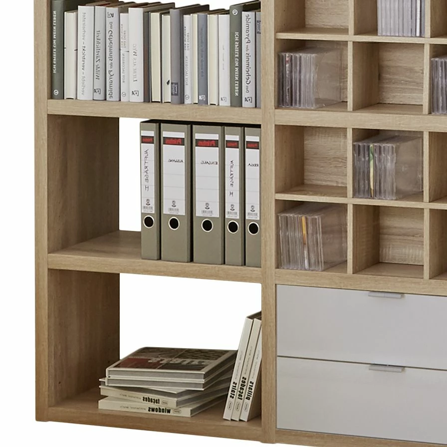 Fredriks Regal Concept V - Eiche Dekor / Hochglanz Weiß 3 Fredriks Regal Concept V - Eiche Dekor / Hochglanz Weiß – Bild 3