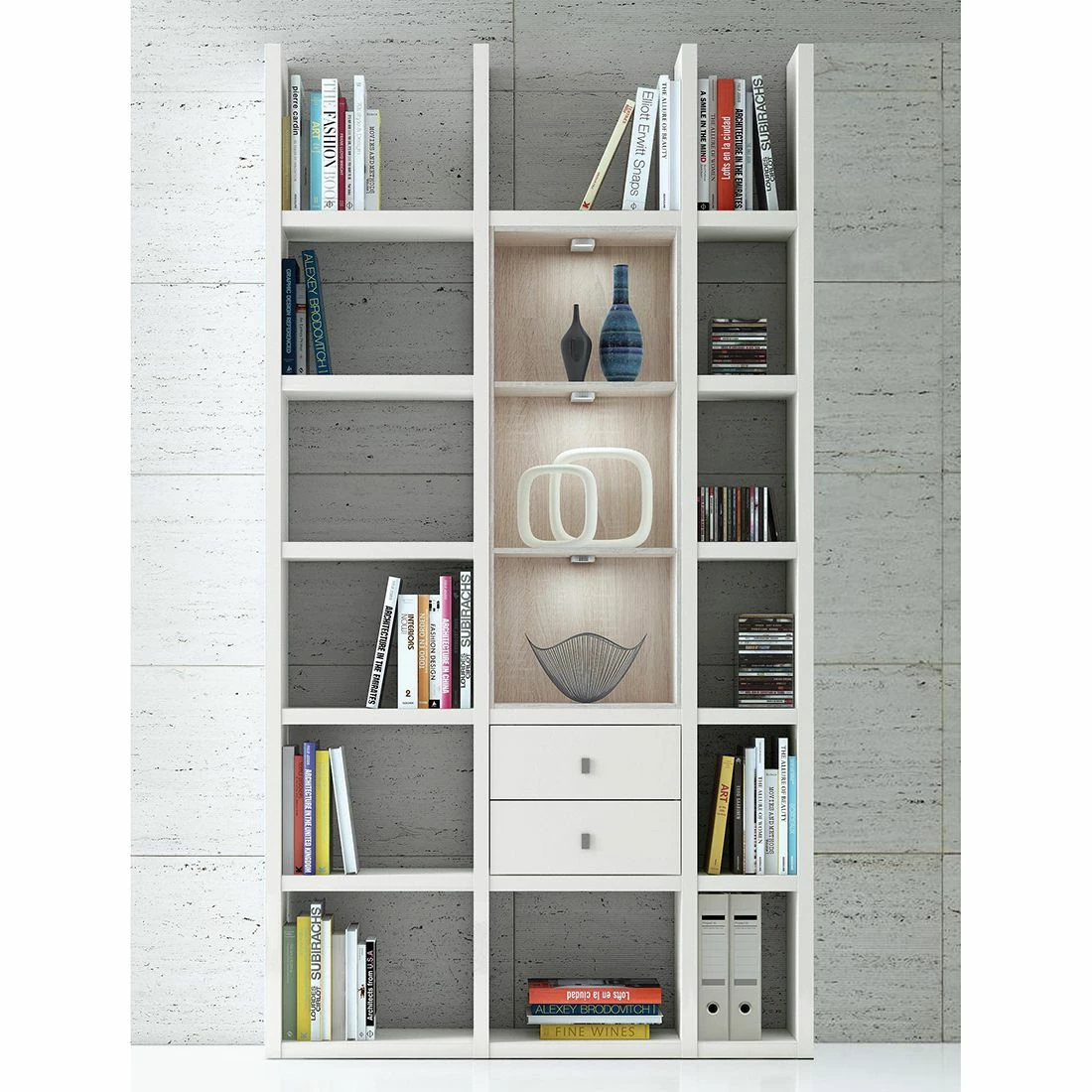 Loftscape Regal Emporior III - Weiß / Eiche Sonoma Dekor - Mit Beleuchtung 2 Loftscape Regal Emporior III - Weiß / Eiche Sonoma Dekor - Mit Beleuchtung – Bild 2