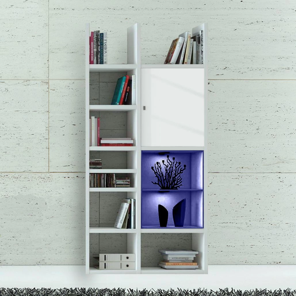 Loftscape Regal Emporior IV - Hochglanz Weiß / Eiche Sonoma Dekor - Mit Beleuchtung 3 Loftscape Regal Emporior IV - Hochglanz Weiß / Eiche Sonoma Dekor - Mit Beleuchtung – Bild 3