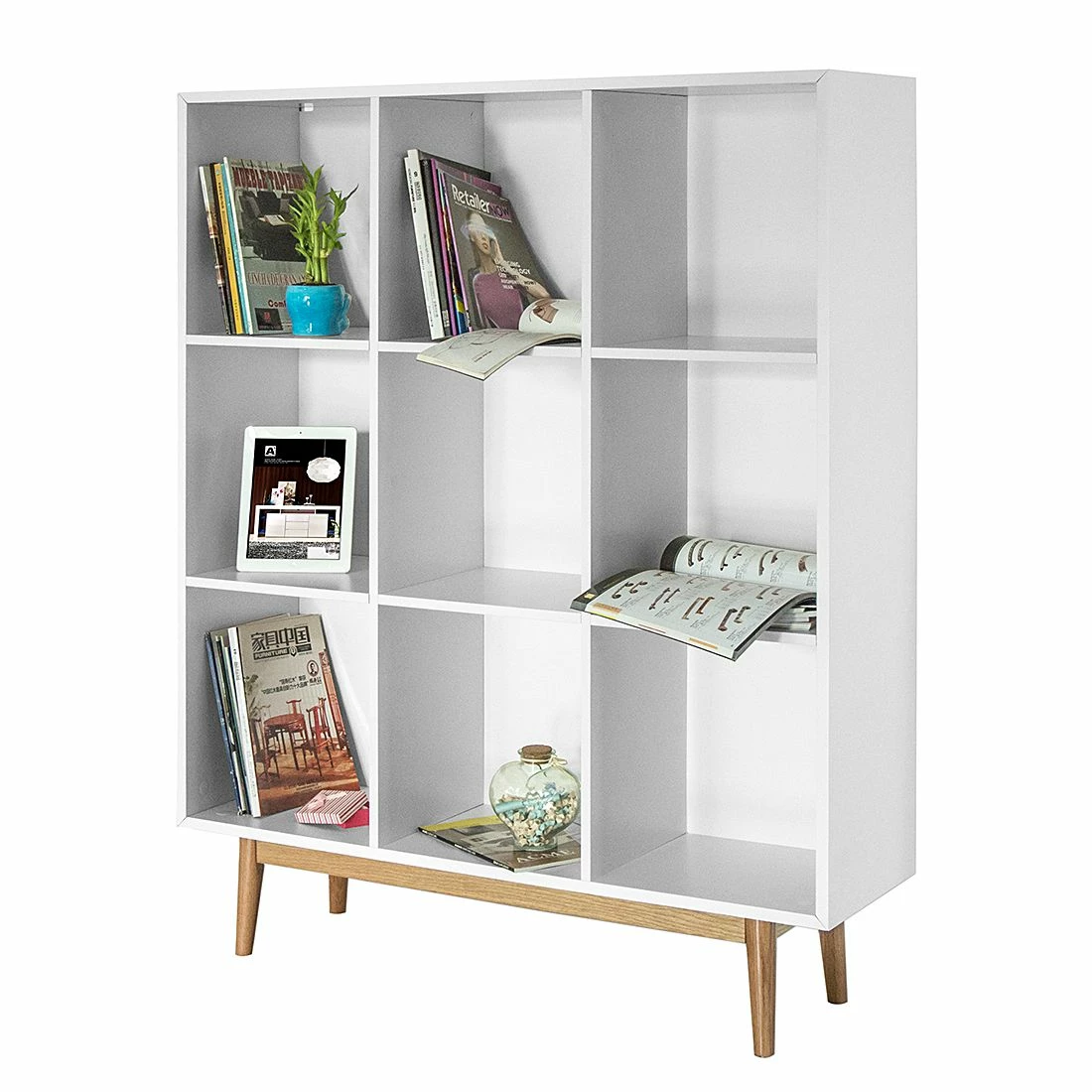 Mørteens Regal Lindholm III - Weiß/Eiche massiv 1 Mørteens Regal Lindholm III - Weiß/Eiche massiv