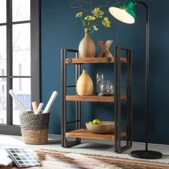 Ars manufacti Regal Manchester III - Akazie massiv / Metall - Akazie / Anthrazit -Wohnzimmermöbel boutique en ligne regal manchester iii akazie massiv metall 2953537