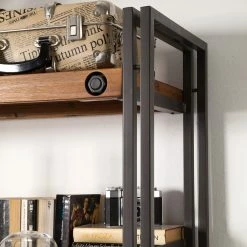 Ars manufacti Regal Manchester VI - Akazie teilmassiv / Metall - Akazie / Anthrazit -Wohnzimmermöbel boutique en ligne regal manchester vi anthrazit akazie dekor 4877268